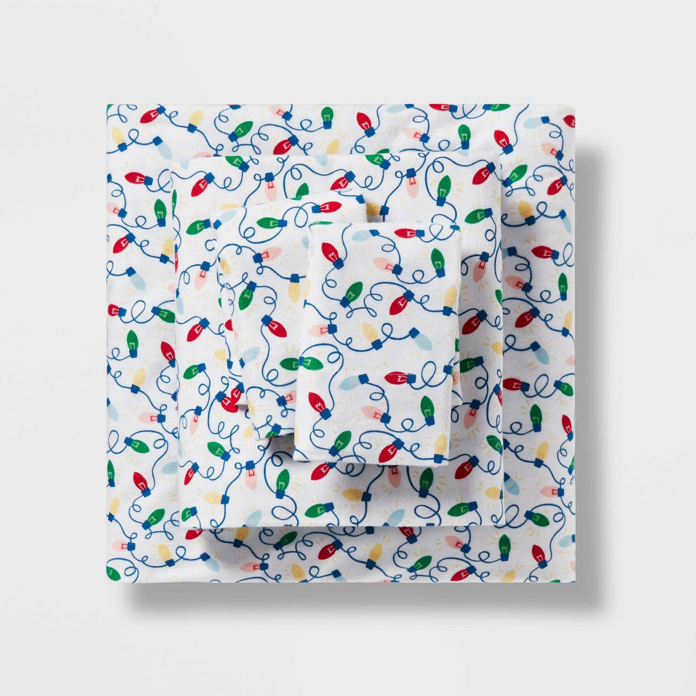King Christmas Flannel Sheet Set Bulb Print - Wondershop