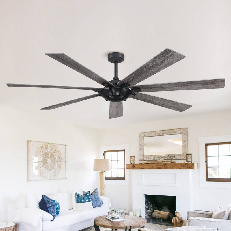 Farmhouse Reversible 7-Blade Outdoor Ceiling Fan - 72", Black