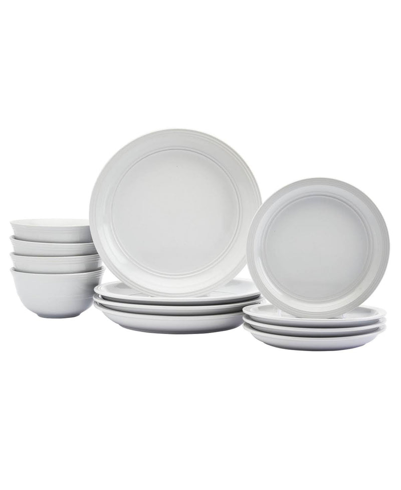 Farmhouse White 12-pc Dinnerware Set, Service for 4 - White