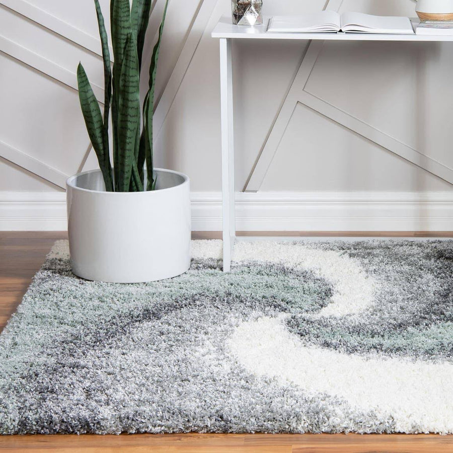 Soft Touch Shag Sage Green 5 ft Square Square Area Rug